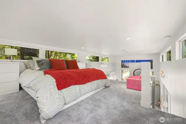 Plenty of room up on the loft w/ queen Malm bed w/ Nova Form Comfort Grand Mattress.