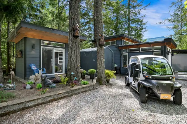 Note the well-insulated shed in the front. Also, the GEM cart and Shelter Logic Building that will be included with full price offer.