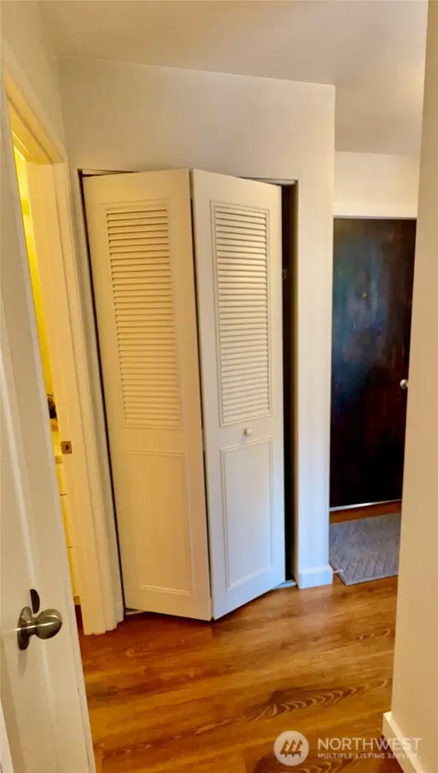 Entry hall closet next to the bath could be a great spot for in unit laundry.  Building laundry is just down the hall, inside the gated entrance.