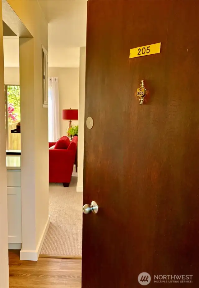 The door opens to a light filled south facing unit.
