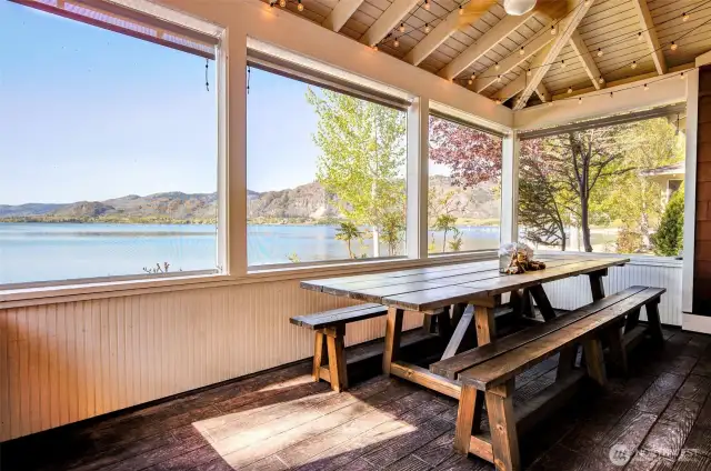Screened in Veranda with Seating and Views
