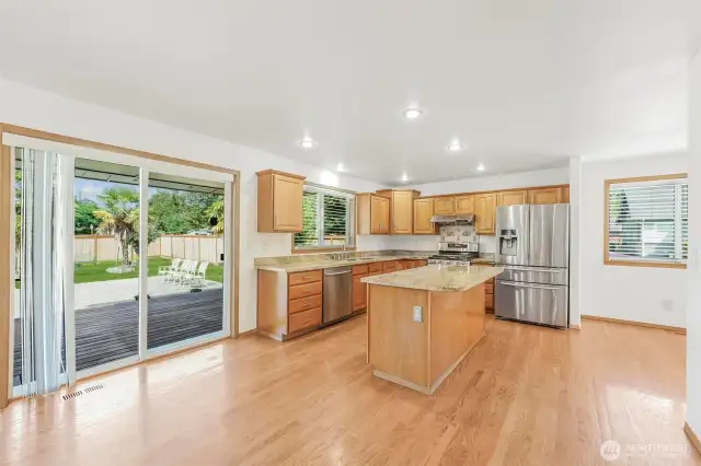 Open spacious Chef Kitchen with eating space.