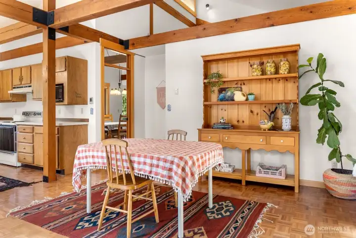 Kitchen has additional dining table in Kitchen that serves a country Breakfast with ease by the Fireplaces warm glow!