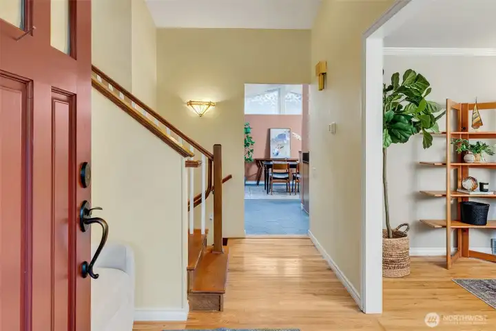 Hardwood floors add a feeling of warmth.