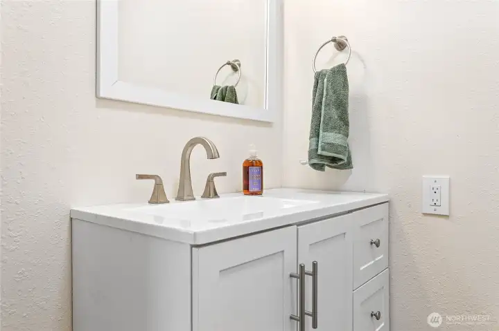 New cabinet, toilet and tub/shower