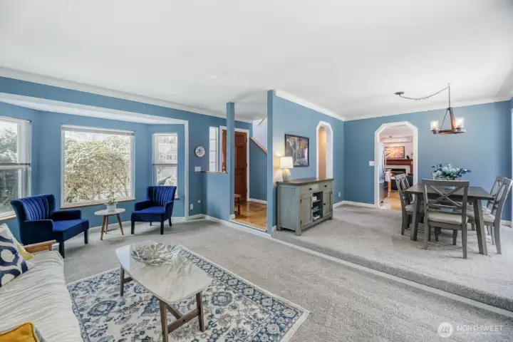 Entrance facing west opening to living and dining room