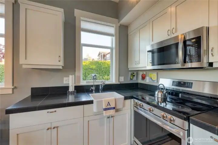 Kitchen is compact but fully functional!