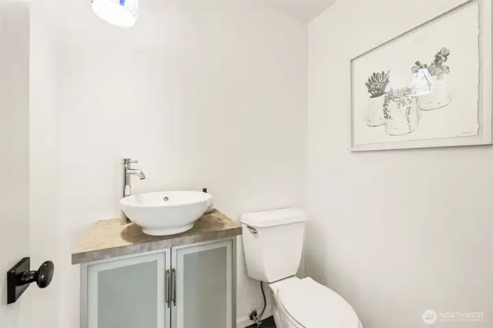 Powder room off the kitchen.