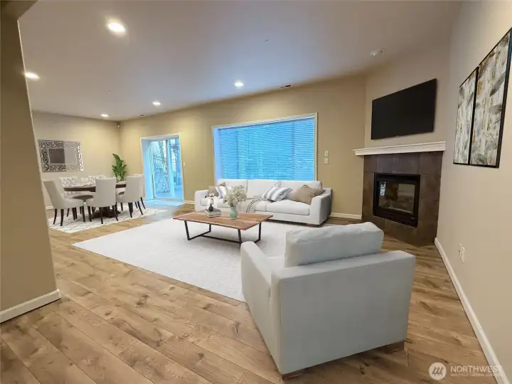 This bonus space on the lower level with a slider opening to a covered patio could serve beautifully as a mother-in-law suite or guest retreat, offering even more flexibility for how this home is used. Virtually staged. This bonus space on the lower level with a slider opening to a covered patio could serve beautifully as a mother-in-law suite or guest retreat, offering even more flexibility for how this home is used. Virtually staged.