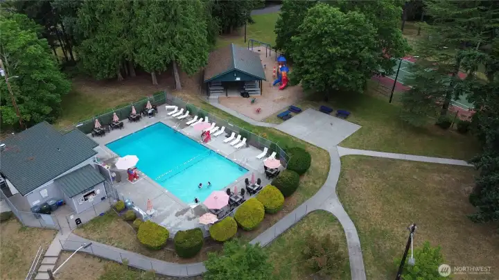 The neighborhood's private pool, tennis courts, and snack shack are just steps from home, part of two community parks built for year-round recreation. The neighborhood's private pool, tennis courts, and snack shack are just steps from home, part of two community parks built for year-round recreation.