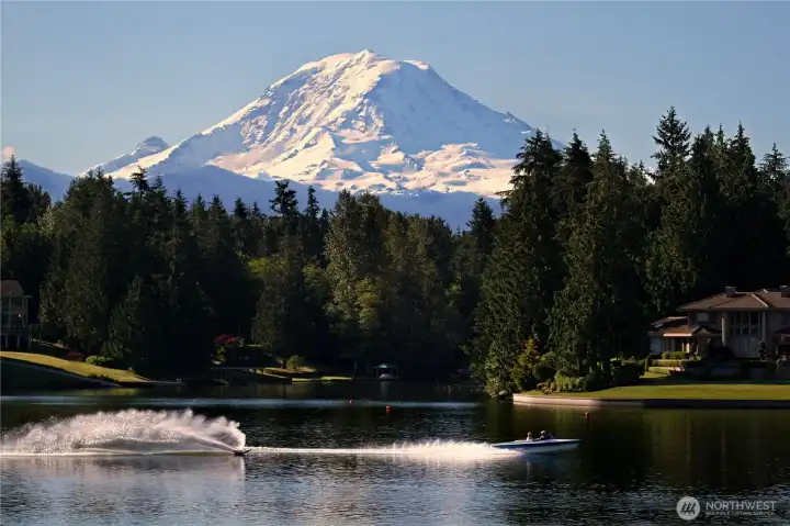 Mt. Rainier provides a postcard backdrop for boating days on Lake Tapps, just a few minutes from home. Mt. Rainier provides a postcard backdrop for boating days on Lake Tapps, just a few minutes from home.