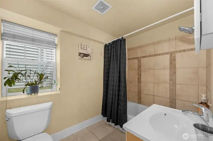 Full bath on the lower floor.