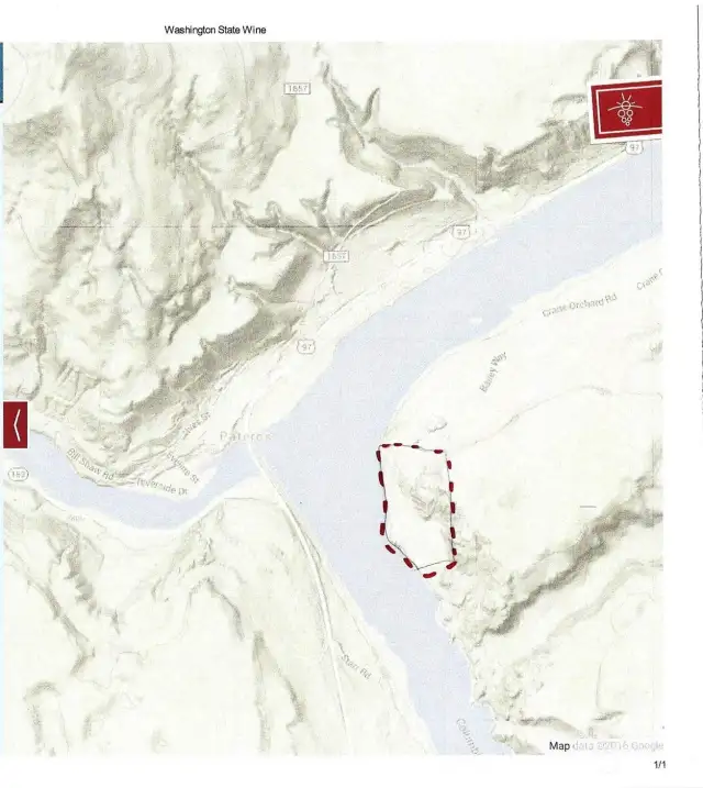 Washington State Wine Map showing the approximate location of the property.