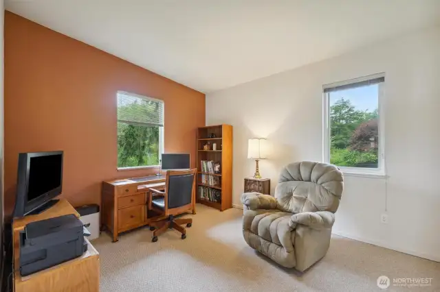 The second bedroom on the main floor is being used as an office by the sellers.