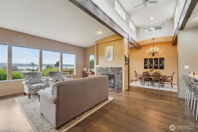 Tall ceilings, natural light and Saratoga Passage and mountain views greet you as you walk in.
