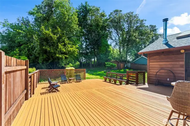 Upper and lower deck, freshly stained and ready for summer entertaining and relaxing.