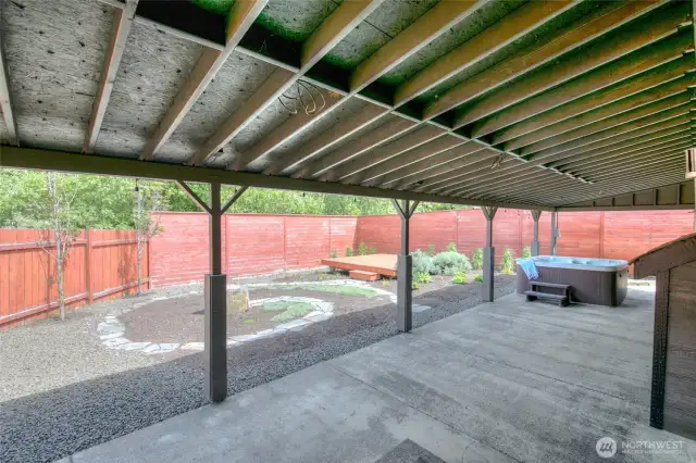 Covered backpatio is wired for lighting. Just need to add the fixtures