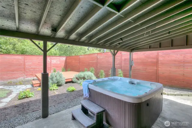 Relax in your 6 person hottub