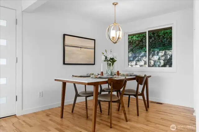 All-occasion dining area with hardwood floors, is open to kitchen and great room