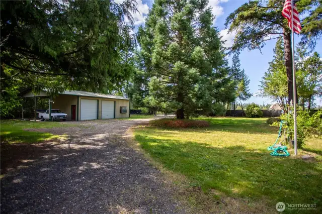 looking toward the shop, gated entry, fenced for privacy