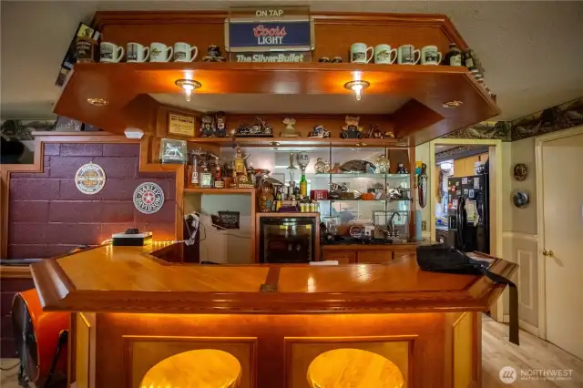 Custom made wooden full bar for entertaining.