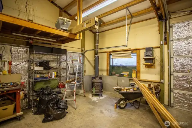wood stove to warm you while you work on your projects.