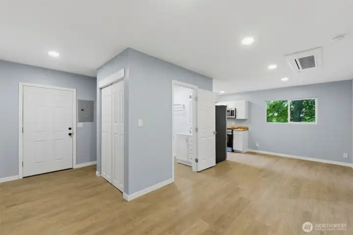 Upper ADU entry and living spaces
