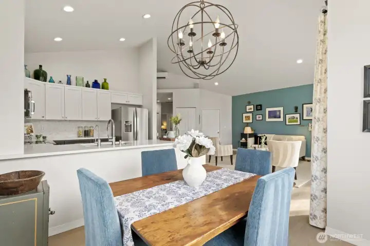 Holiday meals are a breeze with easy flow into the kitchen.