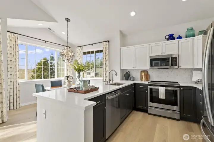 The tastefully remodeled kitchen is sure to wow any chef...