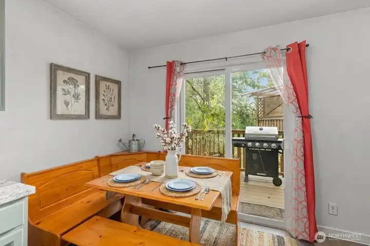Dining area off kitchen, (some decor digitally staged)