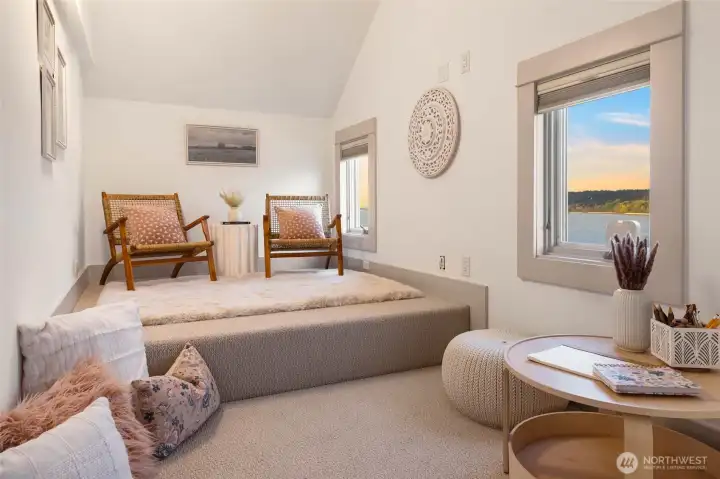 Loft area in 2nd upstairs bedroom. Such a fun spaced to relax and enjoy the view.