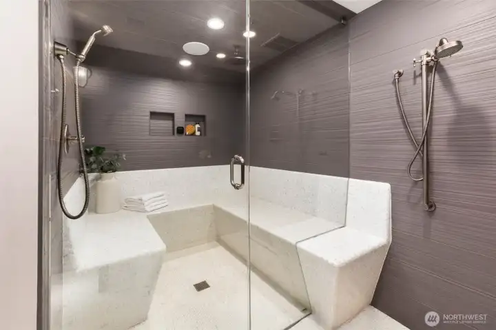 Spa-steam shower in lower level.