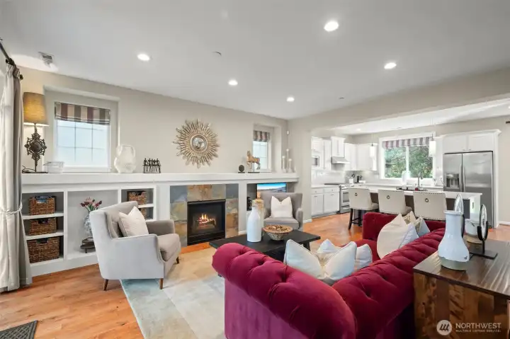 Warm and inviting living room with brand new paint.
