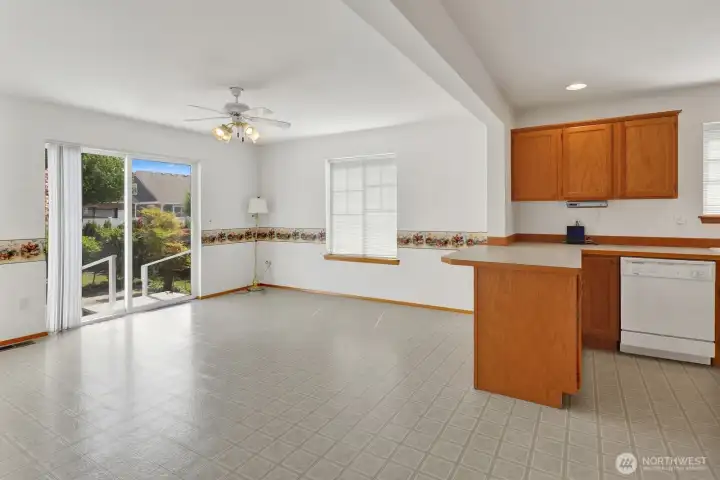 14. 021 Just off the kitchen, you’ll find a spacious dining area that’s perfect for everyday meals or entertaining guests. The kitchen itself offers plenty of room to comfortably prepare a feast, making cooking and gathering feel easy and connected.