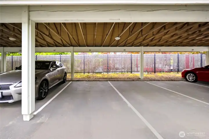 Covered parking space owned by you.