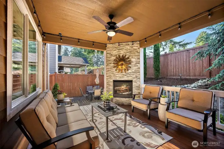 Relax year-round with your favorite beverage by the cozy fire on your covered deck Relax year-round with your favorite beverage by the cozy fire on your covered deck