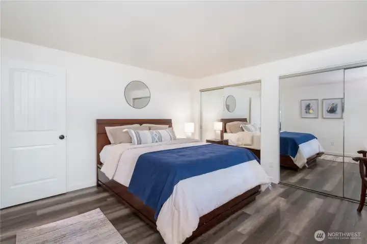 Spacious primary bedroom is located on Upper floor.