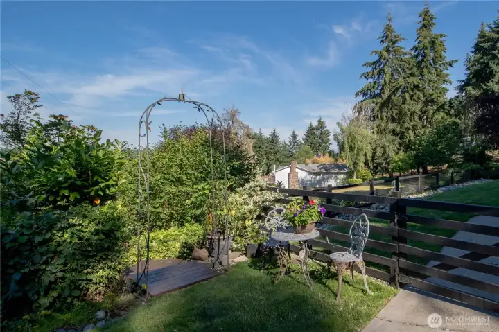 Well maintained outdoor gardens and features throughout the property.