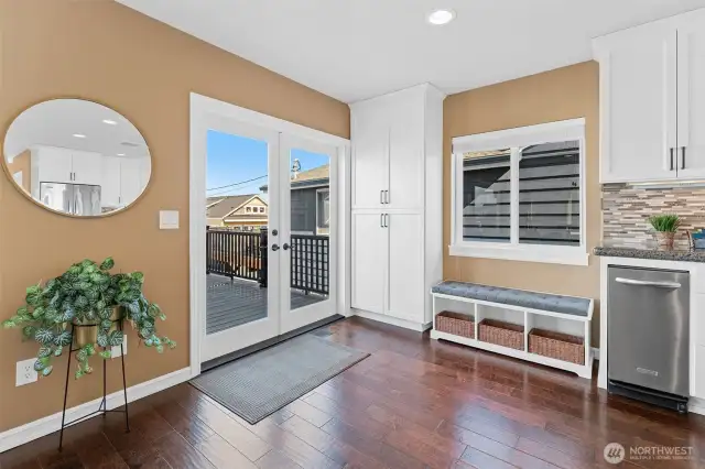French Doors open to expansive deck