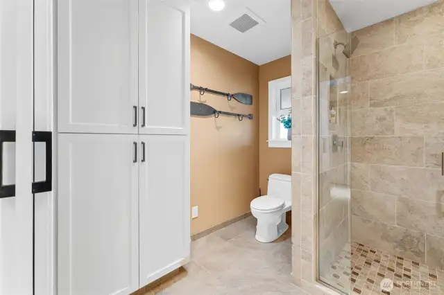 Linen closet, radiant heated floors