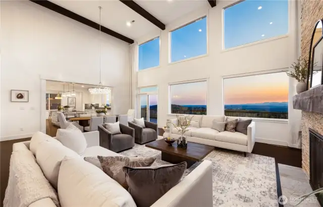 High ceiling living room