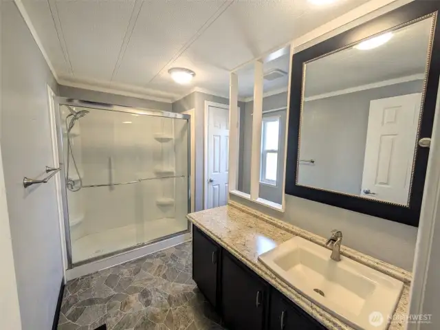Primary bathroom with large walk in shower