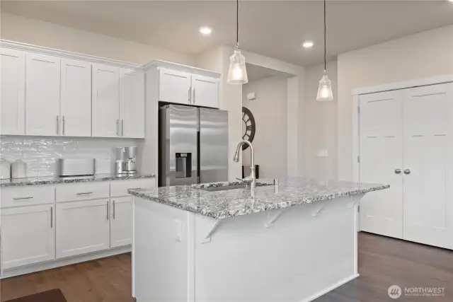 Island with granite counters