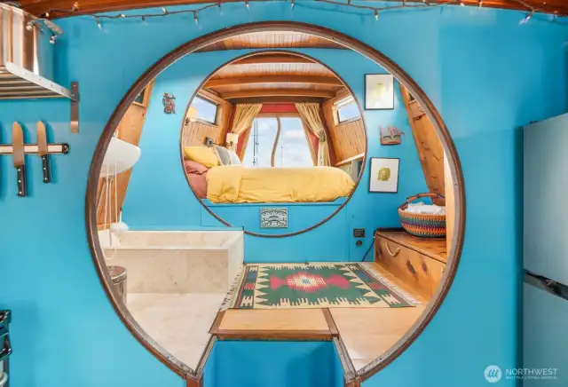 Looking up to the bedroom