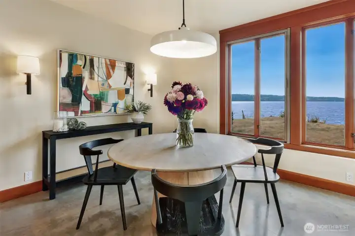 Beautiful dining area with views to the Sound.