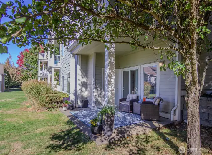 The party continues outside as well with your private patio.