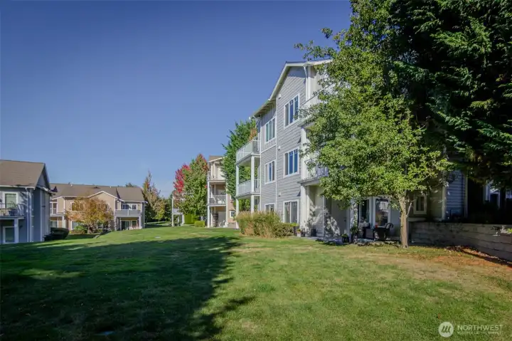 The expansive lawn area behind your building makes it easy to enjoy the Pacific Northwest natural beauty!