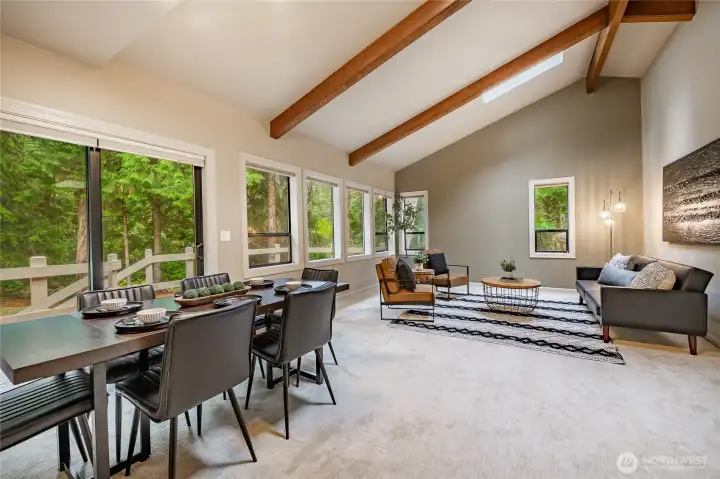 Living/Dining Room with Exposed Beams