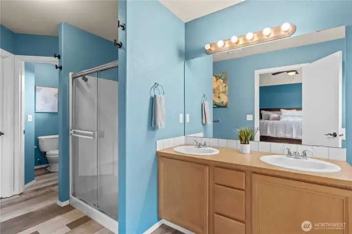 Primary bath with shower and 2nd walk in closet