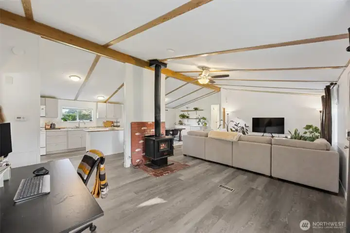 Another view of large great room; wonderful living space; fully refreshed in 2024.